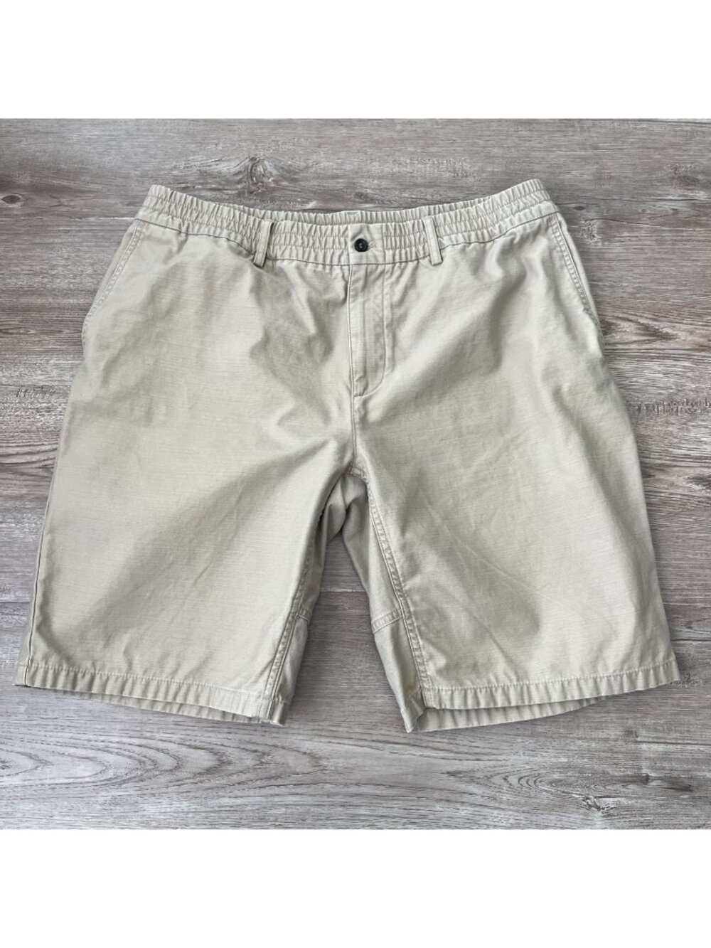Alfred Dunhill London Shorts Mens  XL Khaki Cotton Ripstop Elastic Waist Italy